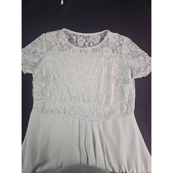 NWT Mint Floral Lace Dress Short Sleeve Asymmetrical Hem Large - Picture 7 of 7